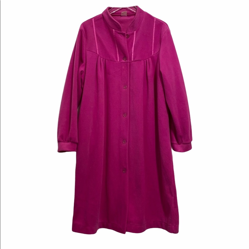 ☘️Damart pink midi cozy button up robe Size XL